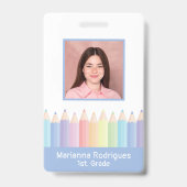 Persoonlijke Regenboog Potloden Teacher ID Badge (Voorzijde)