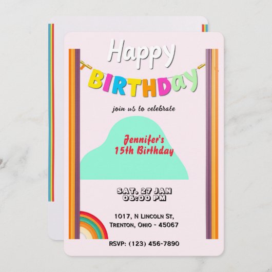 Persoonlijke Regenboog Verjaardagskaart Kaart (Voorkant / Achterkant)