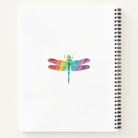 Persoonlijke Regenboog Waterverf Libelle Vrouwelij Notitieboek (Achterkant)