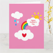 Persoonlijke Regenboog Weer Moederdag Kaart (Gele Bloem)