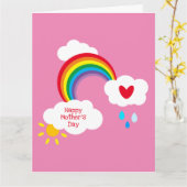 Persoonlijke Regenboog Weer Moederdagkaart Kaart (Gele Bloem)