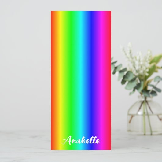 Persoonlijke regenbooggradiënt bladwijzer met naam (Staand voorkant)