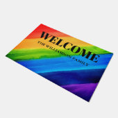 Persoonlijke regenboogWelkomstdeuren Deurmat (Schuin)