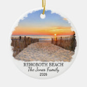 Persoonlijke Rehoboth Beach Versiering, Delaware Keramisch Ornament (Voorkant)