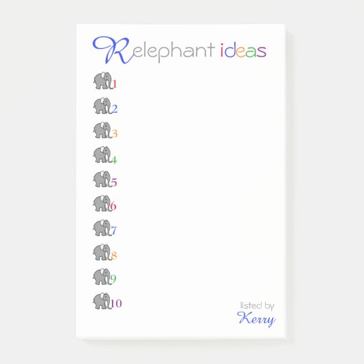 Persoonlijke 'RElephant' Creative Ideas Elephant Post-it® Notes (Voorkant)