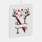 Persoonlijke rendierAntlers Naam "N" Metalen Ornament (Voorkant Rechts)