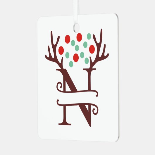 Persoonlijke rendierAntlers Naam "N" Metalen Ornament (Voorkant links)