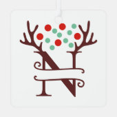 Persoonlijke rendierAntlers Naam "N" Metalen Ornament (Achterkant)