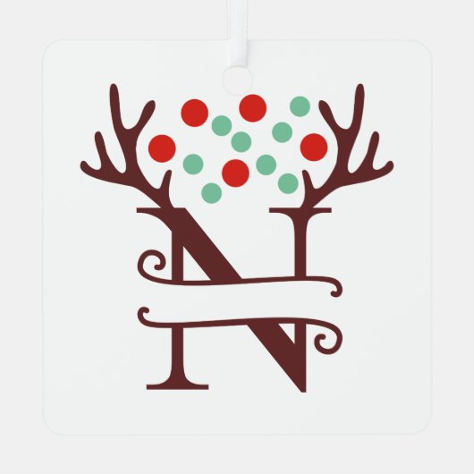 Persoonlijke rendierAntlers Naam "N" Metalen Ornament (Achterkant)