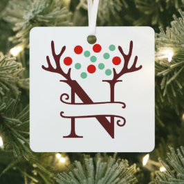 Persoonlijke rendierAntlers Naam "N" Metalen Ornament