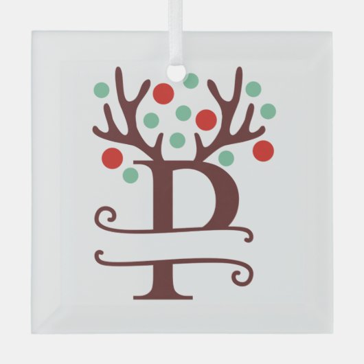 Persoonlijke rendierAntlers Naam "P" Glas Ornament (Voorkant)