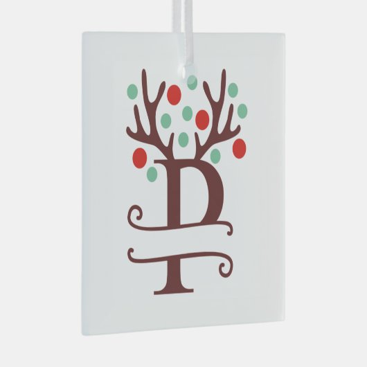 Persoonlijke rendierAntlers Naam "P" Glas Ornament (Voorkant Rechts)