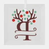 Persoonlijke rendierAntlers Naam "P" Glas Ornament (Achterkant)