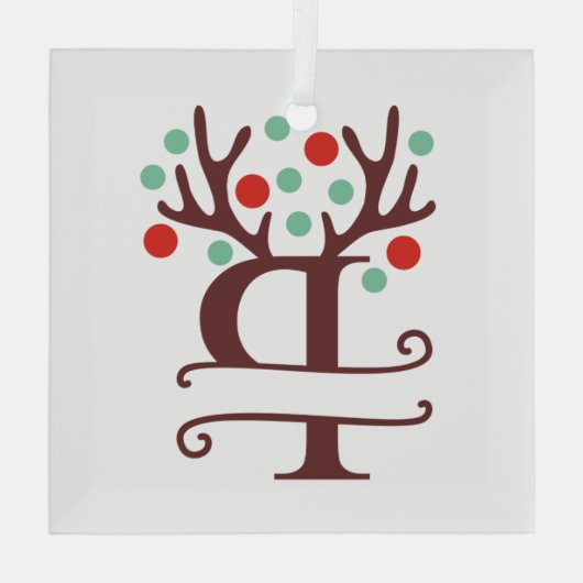 Persoonlijke rendierAntlers Naam "P" Glas Ornament (Achterkant)