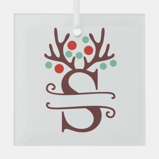 Persoonlijke rendierAntlers Naam "S" Glas Ornament (Voorkant)
