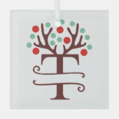 Persoonlijke rendierAntlers Naam "T" Glas Ornament (Voorkant)