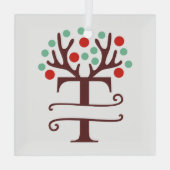 Persoonlijke rendierAntlers Naam "T" Glas Ornament (Achterkant)