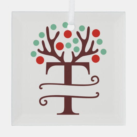 Persoonlijke rendierAntlers Naam "T" Glas Ornament (Achterkant)