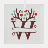 Persoonlijke rendierAntlers Naam "W" Glas Ornament (Achterkant)