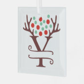 Persoonlijke rendierAntlers Naam "Y" Glas Ornament (Voorkant links)