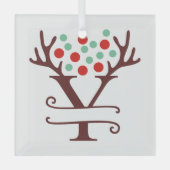 Persoonlijke rendierAntlers Naam "Y" Glas Ornament (Voorkant)