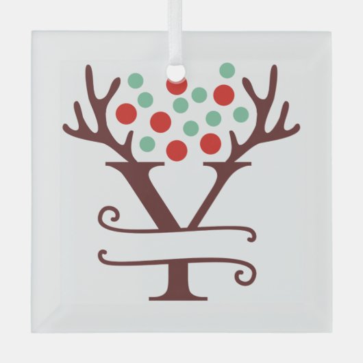 Persoonlijke rendierAntlers Naam "Y" Glas Ornament (Voorkant)