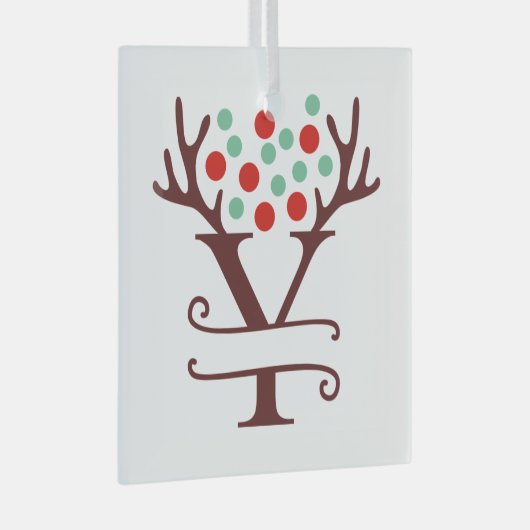 Persoonlijke rendierAntlers Naam "Y" Glas Ornament (Voorkant Rechts)