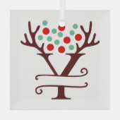 Persoonlijke rendierAntlers Naam "Y" Glas Ornament (Achterkant)