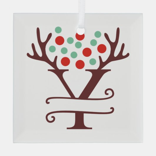 Persoonlijke rendierAntlers Naam "Y" Glas Ornament (Achterkant)