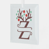 Persoonlijke rendierAntlers Naam "Z" Glas Ornament (Voorkant links)