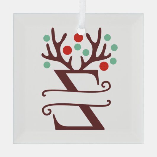 Persoonlijke rendierAntlers Naam "Z" Glas Ornament (Achterkant)