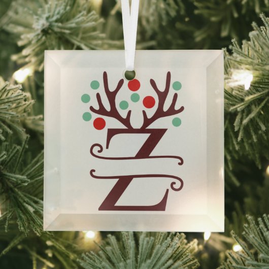 Persoonlijke rendierAntlers Naam "Z" Glas Ornament (Insitu)