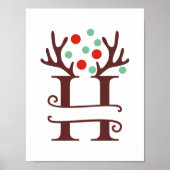 Persoonlijke rendierbrief H gesplitst monogram Poster (Voorkant)