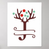 Persoonlijke rendierbrief J gesplitst monogram Poster (Voorkant)