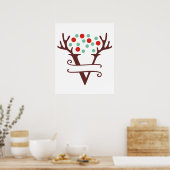 Persoonlijke rendierbrief V Gesplitst monogram Poster (Keuken)