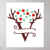 Persoonlijke rendierbrief V Gesplitst monogram Poster (Voorkant)