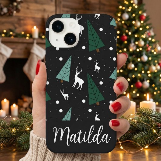 Persoonlijke rendieren en kerstbomen Case-Mate iPhone case