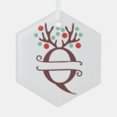 Persoonlijke rendieren Naam "Q" Glas Ornament (Voorkant)