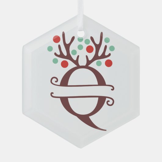 Persoonlijke rendieren Naam "Q" Glas Ornament (Voorkant)