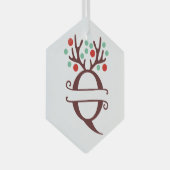 Persoonlijke rendieren Naam "Q" Glas Ornament (Voorkant Rechts)