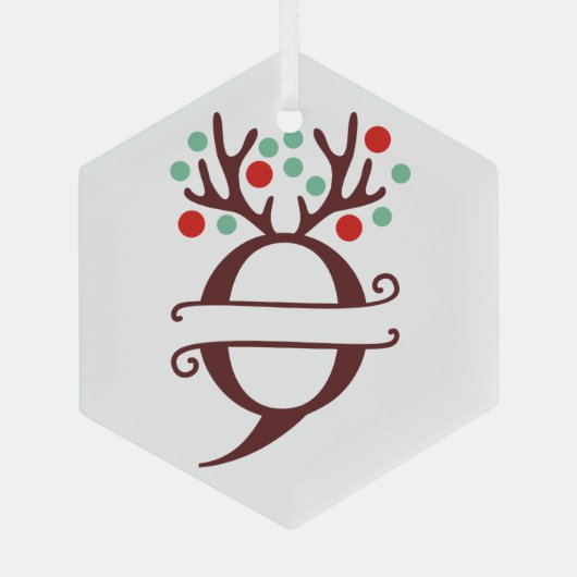 Persoonlijke rendieren Naam "Q" Glas Ornament (Achterkant)