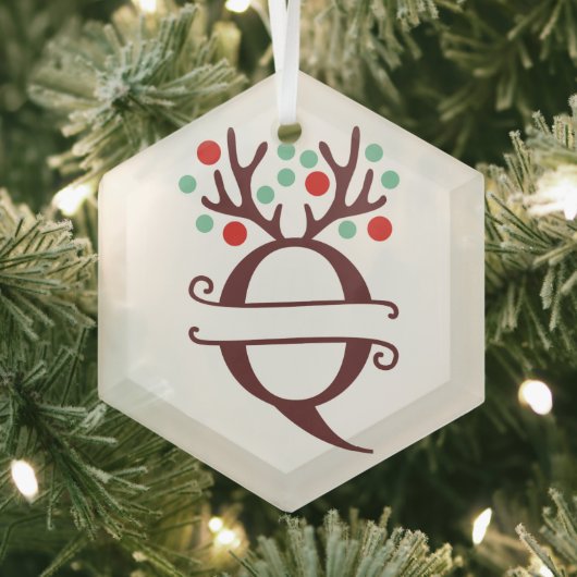 Persoonlijke rendieren Naam "Q" Glas Ornament (Insitu)