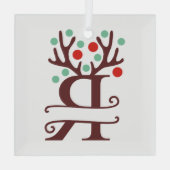Persoonlijke rendieren Naam "R" Glas Ornament (Achterkant)