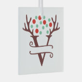 Persoonlijke rendieren Naam "V" Glas Ornament (Voorkant Rechts)