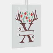 Persoonlijke rendieren Naam "X" Glas Ornament (Voorkant Rechts)