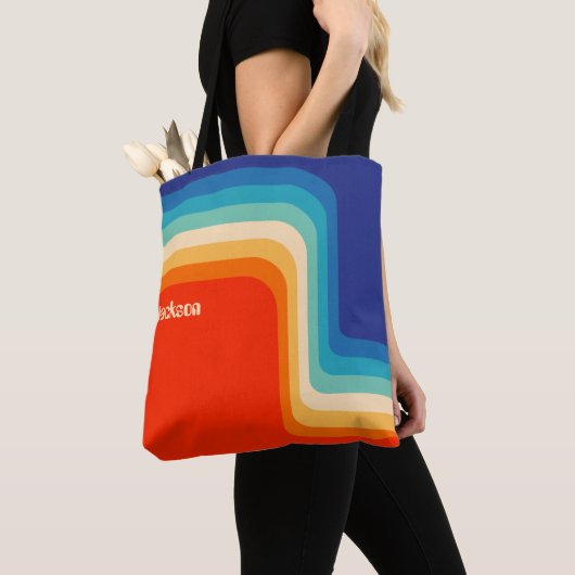 Persoonlijke Retro 70s Ombre Tote Bag (Dichtbij)