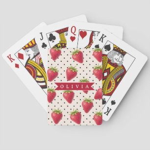 Persoonlijke Retro Aardbei Stippen Vintage Pokerkaarten