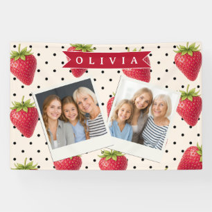 Persoonlijke Retro Aardbei Stippen Vintage Spandoek