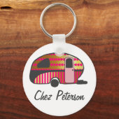 Persoonlijke Retro Art Caravan Eigenaars Sleutelha Sleutelhanger (Voorkant)