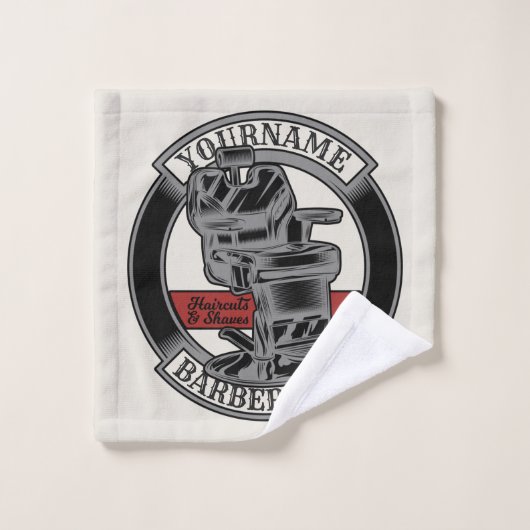 Persoonlijke Retro BarberWinkel Barber Stoel Salon Bad Handdoek (Wasdoekje)